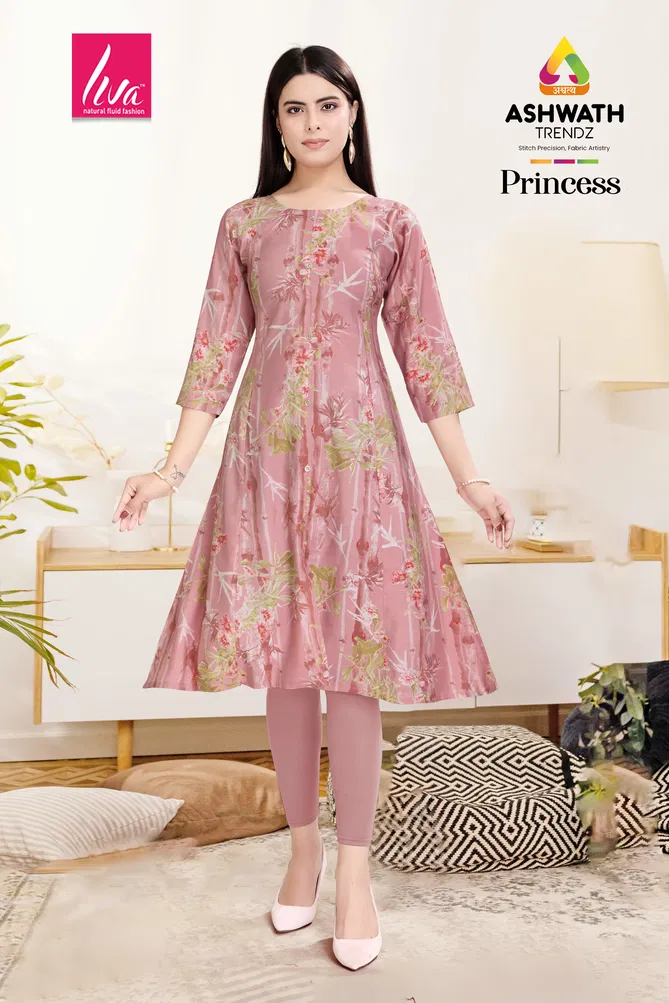 Princess Stylish Chanderi Foil Printed Kurti Wholesale Price In Surat