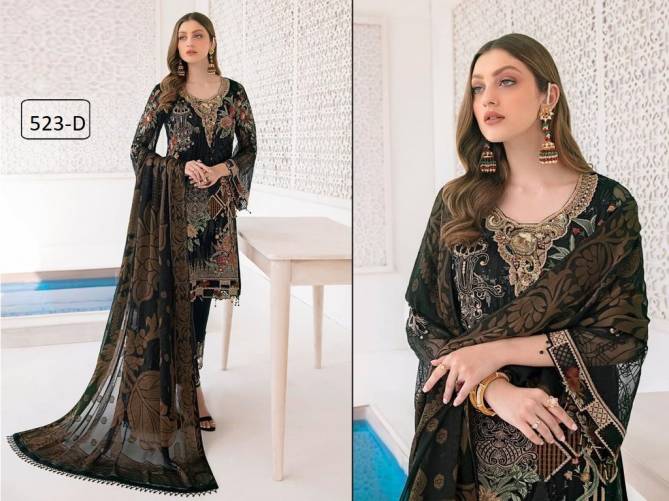 Kb Super Hit 523 Colors Faux Georgette Designer Festive Wear Salwar Suits Collection
