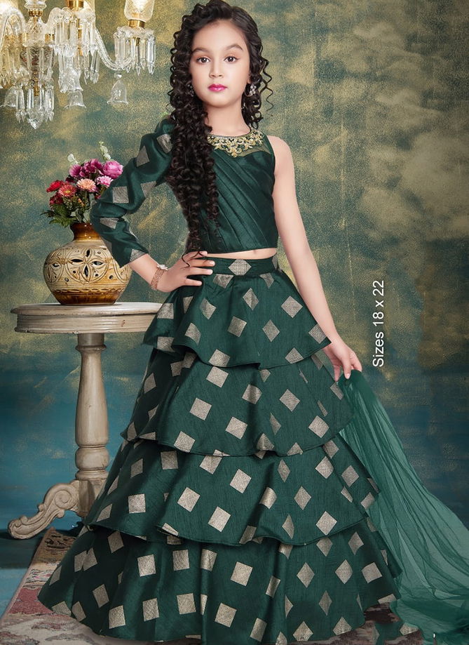 7751 Stylish Designer Silk Wedding Wear Kids Lehenga Collection