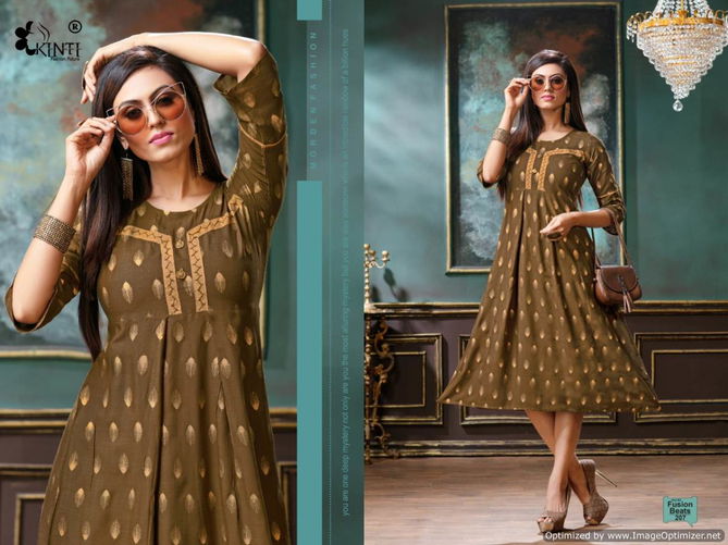 Kinti Fusion Beats Vol 2 Latest Golden Print Heavy Rayon Designer Kurtis Collection 