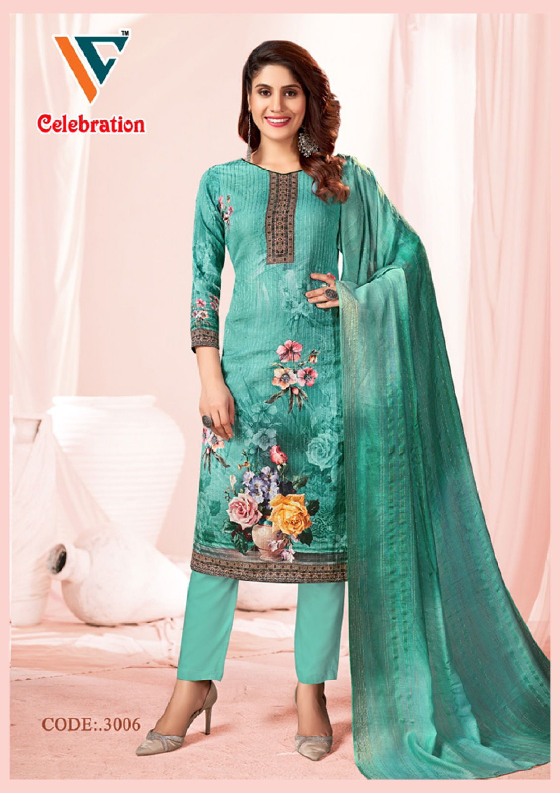 Celebration Vol 3 By Vandana C Digital Printed Squence Dress Material Exporters In India