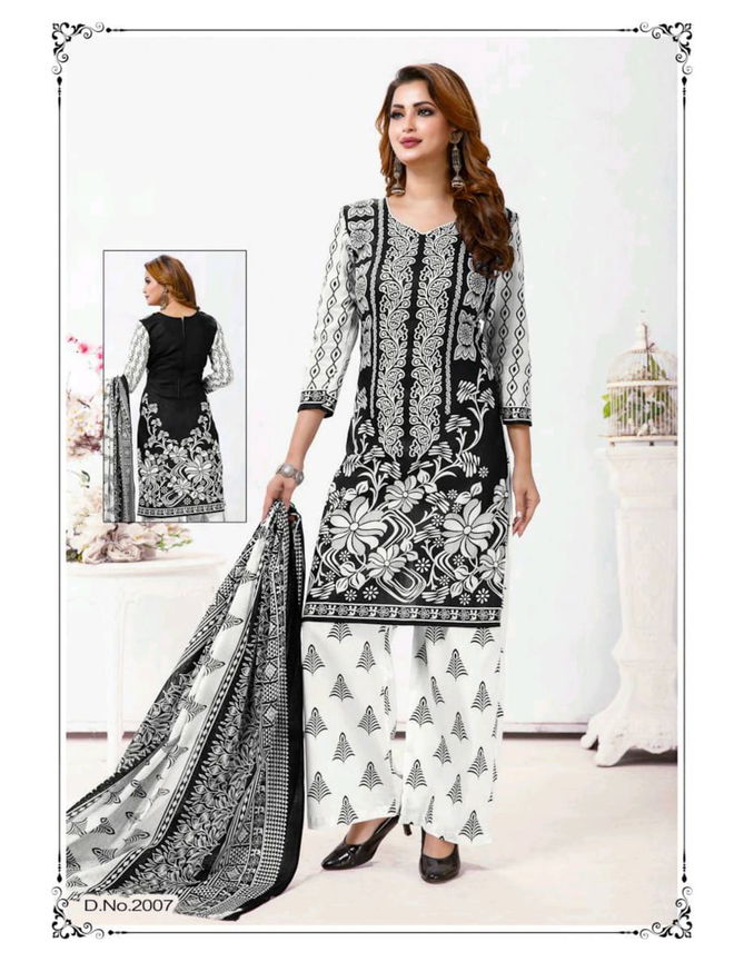 Meenaxi Black Queen Vol-2 Latest Fancy Designer Black And White Heavy Cotton Print Dress Material Collection