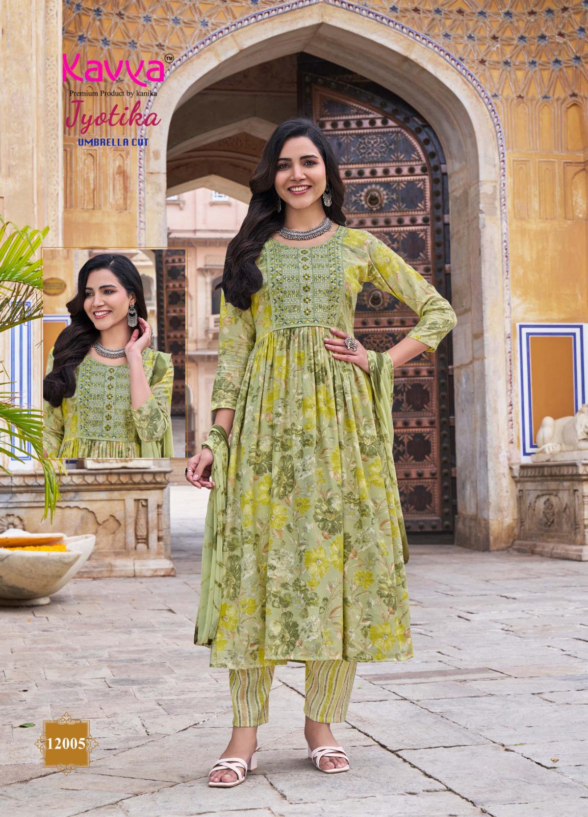 Jyotika Vol 12 By Kavya Foil Printed Kurti With Bottom Dupatta Exporters In India