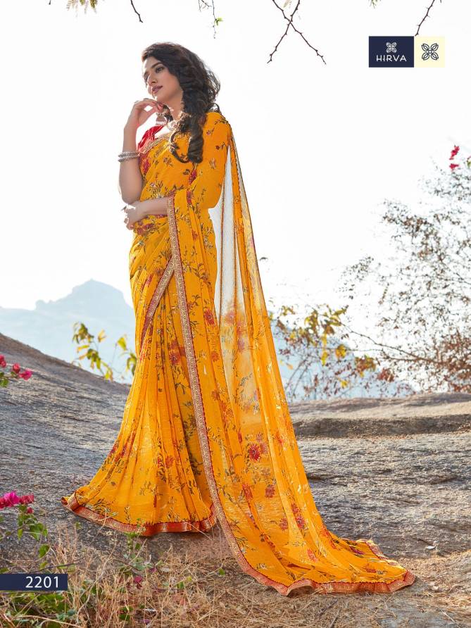 Hirva Flowery Casual Wear Printed Georgette Saree Collection
