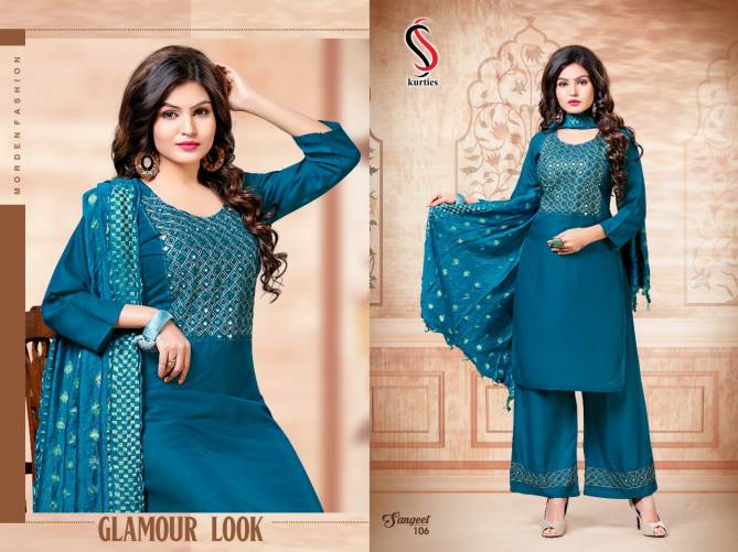 Ss Sangeet 2 Latest Fancy Rayon Designer Festive Wear Rayon Worked Ready made Salwar Suit Collection
