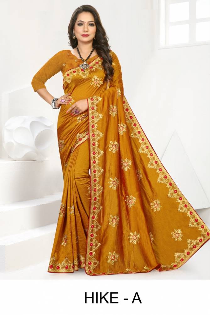 Ronisha Hike Latest Fancy Designer  Festive Wear vichitra Embroidery Work silk Designer Saree Collection
