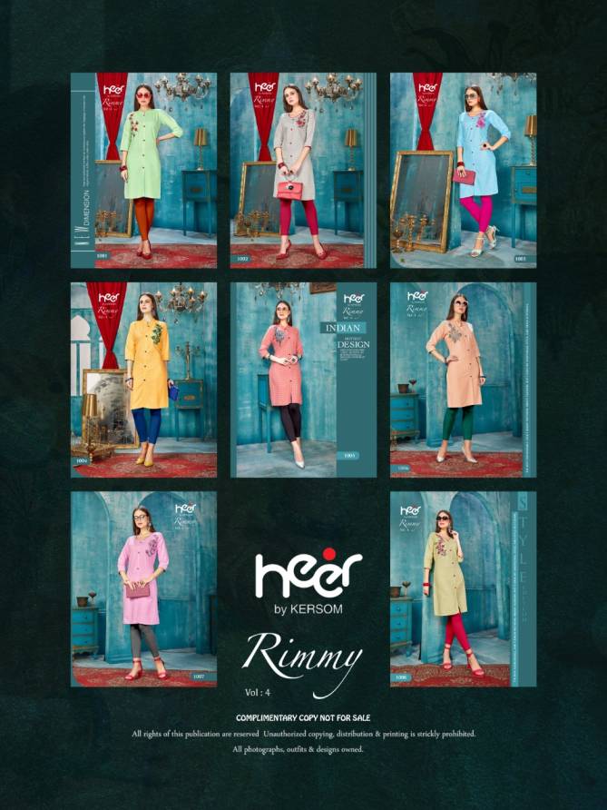 Heer Rimmy Vol-4 Latest Designer Casual Wear Chex Design Kurti Collection 