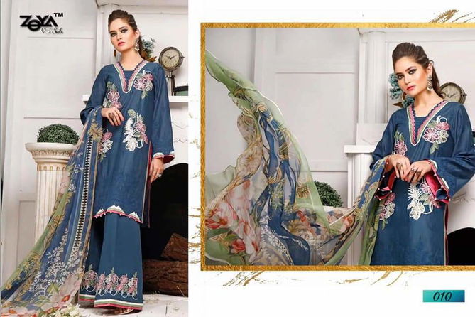 Zoya Firdous Queen Nx Latest Pure Lawn Cotton Designer Embroidery Work Pakistani Salwar Suits Collection 
