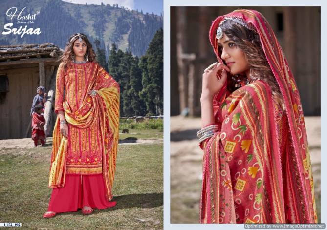 Harshit Sriji Latest Designer Casual Wear Pure wool Pashmina Digital Printed Dress Material Collection 