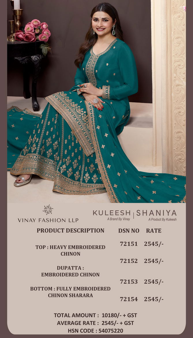 Shaniya By Vinay Kuleesh Chinon Designer Salwar Suit Exporters In India