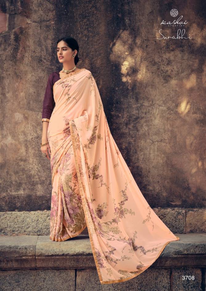 Kashvi Surabhi Latest Fancy Silk Regular Casual Wear Printed Georgette Sarees Collection
