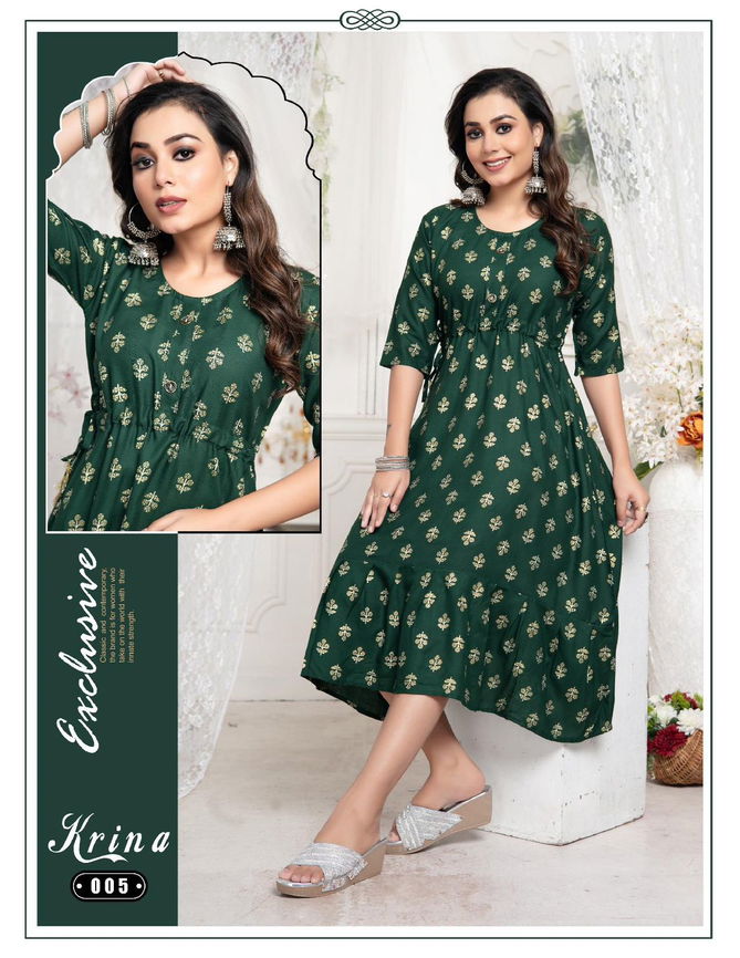 Trendy Krina Vol 1 Rayon Printed Kurtis Catalog
