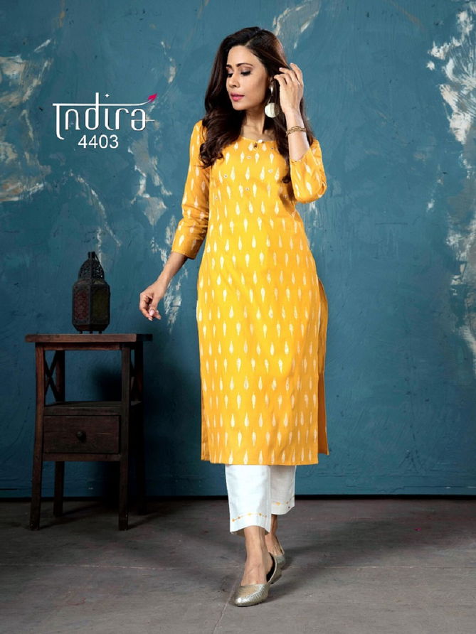 Indira Basant Printed Latest Regular Wear Cotton Linen
 Kurtis With Bottom Collection
