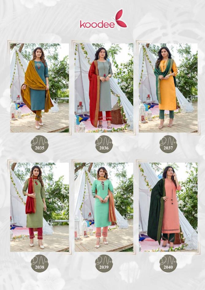 KOODEE SAHELI VOL-8 Latest Fancy Designer Heavy Festive Wear Pure Nylon Viscose With Stripe Embroidery And Khatli Work Salwar Suit Collection