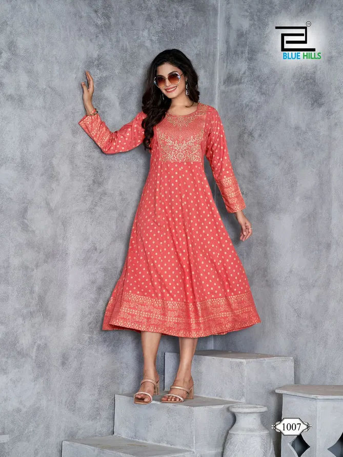 Womaniya Plus Vol 1 By Blue Hills Rayon Long Kurti Suppliers In India