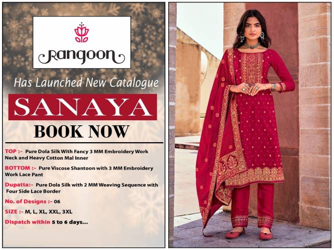 Rangoon Sanaya Fancy Designer Festive Wear Dola Silk Latest Ready Made Collection