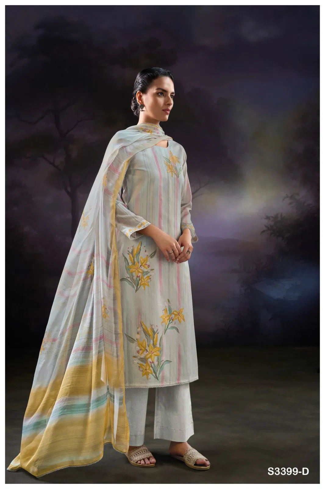 Kasiah 3399 by Ganga Cotton Printed Embroidery Salwar Suit Orders In India