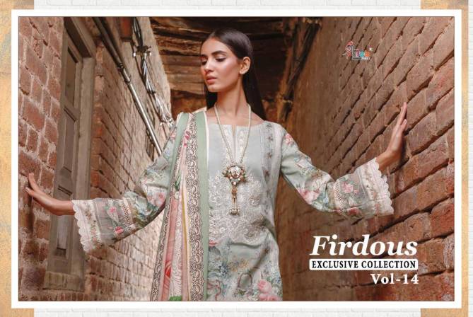 shree firdous Exclusive Collection 14 Latest Fancy Wedding Wear Pure Lawn Cotton And Embroidery Work Top With Dupatta Pakistani salwar Suits