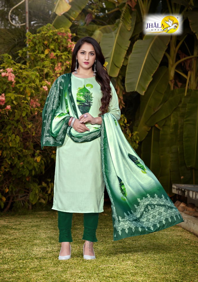 JHALA IMPEX REXY Latest Fancy Designer Festive Wear Mashlin Silk Heavy Digital Print Kurtis With Dupatta Collection