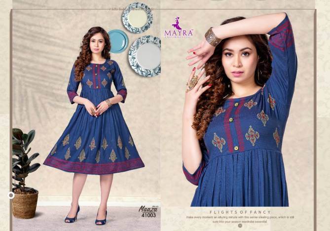 Mayra Maaza 3 Latest Designer Ethnic Wear Rayon Anarkali Kurti Collection