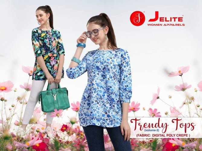Jelite Trendy 2 Fancy Daily Wear Printed Designer Ladies Top Collection
