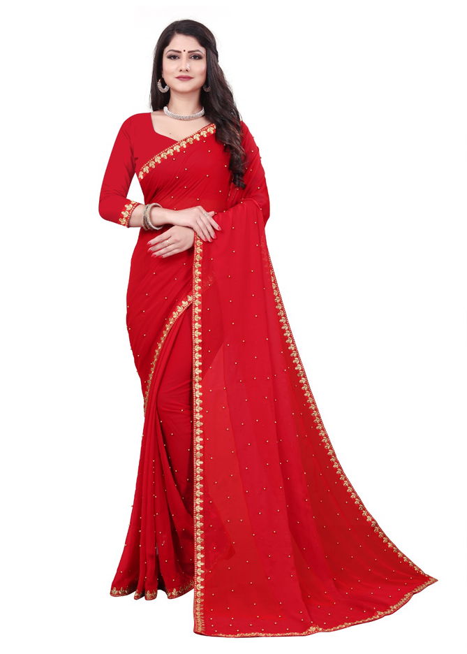 Meera 11 Festive Wear Georgette Moti Worked Saree Collection
