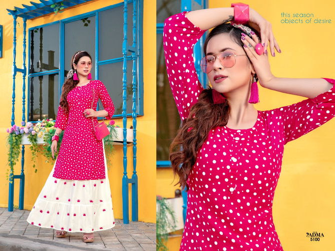 Padma 6 Fancy Festive Wear Rayon Printed Designer Kurtis With Skirt Collection
