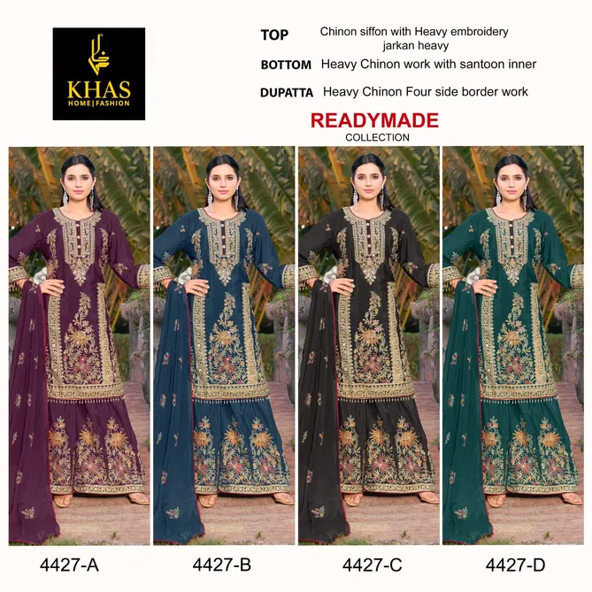 4427 Khas Chinon Silk Pakistani Readymade Suits Wholesale Shop In Surat