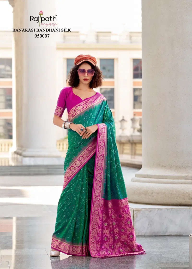 Zara Silk By Rajpath Ikkat Bandhani Designer Saree Suppliers In India