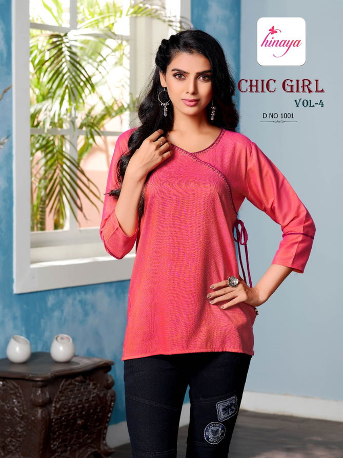 Hinaya Chic Girl 4 Ethnic Wear Rayon Printed Short Top Collection