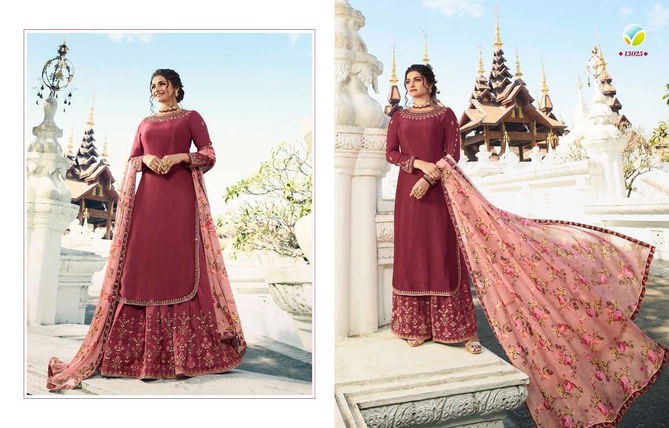 VINAY FASHION LIFE STYLE VOL-3 Designer Wedding Wear Fancy Embroidery  Muslin Satin Top With Printed Silk Georgetta With Embroidery Border Salwar Kameez Collection