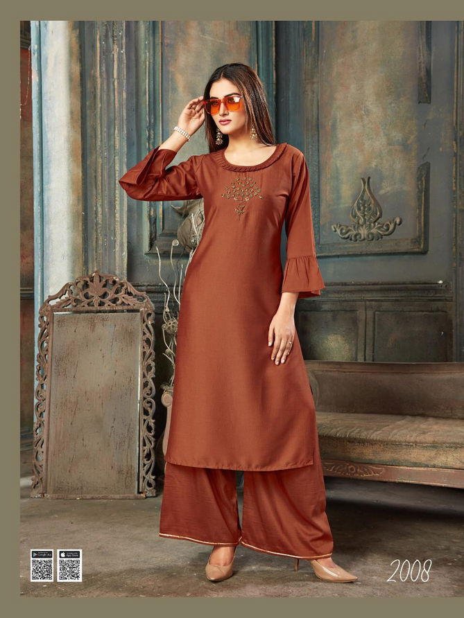 Smylee Veronica Vol 2 Latest Designer Party Wear Festive Handwork Kurtis With Plazzo Collection 