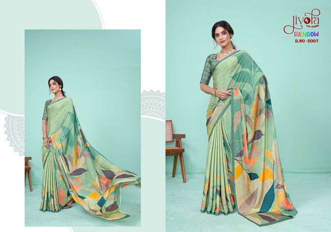 Ranibow By Jivora Crepe Digital Printed Daily Wear Saree Exporters In India