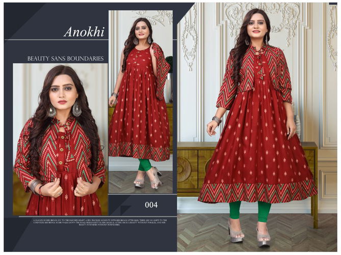 Akhand Jyot Anokhi New Ethnic Wear Rayon Printed Designer Kurti Collection