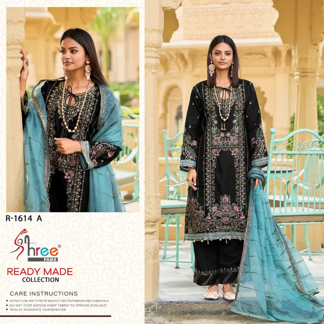 R 1614 By Shree Fabs Organza Embroidery Pakistani Readymade Suits Wholesale Price