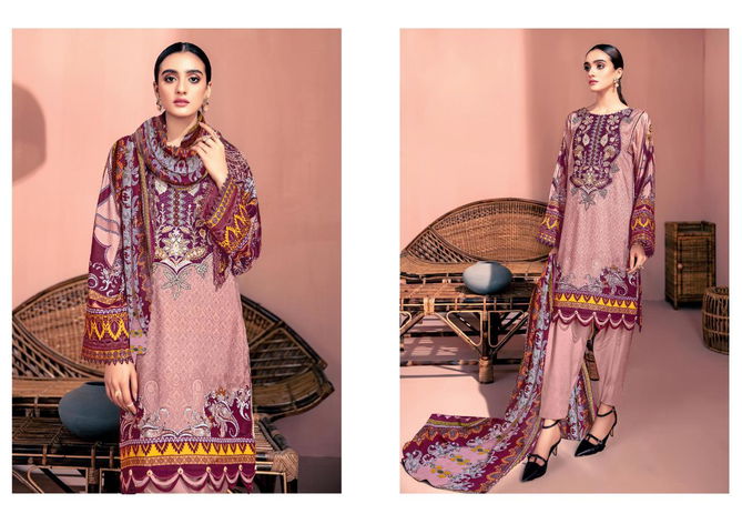 Hayat Luxury Lawn Karachi Latest Fancy Festive Wear lawn cotton Top And Bottom With Mal Mal Printed Dupatta Dress Materials Collection