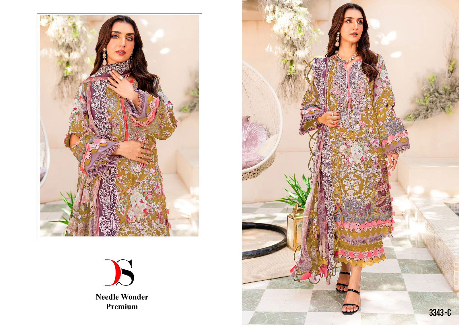 Niddle Wonder 3343 By Deepsy Embroidery Patch Cotton Pakistani Suits Wholesale Market In Surat