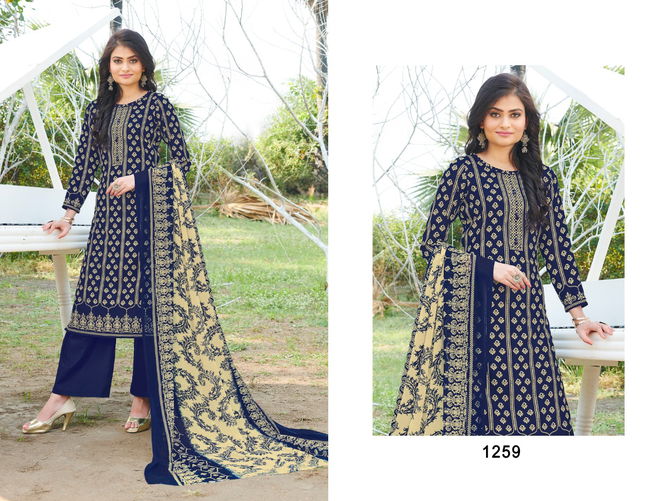 Bipson Kyraa Blue Cotton Slub Latest Fancy Regular Wear Dress Material Collection 