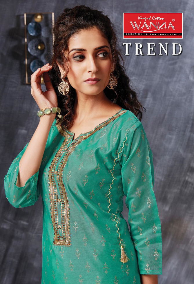 Wanna Trend Designer Latest Fancy Ethnic Wear Kurti With Jam Stain Pant Bottom Collection
