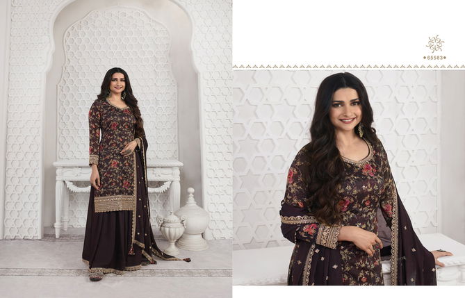 Vinay Kuleesh Swara Silk Embroidery Sharara Salwar Kameez Catalog
