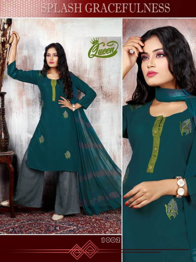 Mirayaa Queen Latest Designer Daily Wear Ready Made Embroidered Plazzo Suit Collection With Nazneen Dupatta 