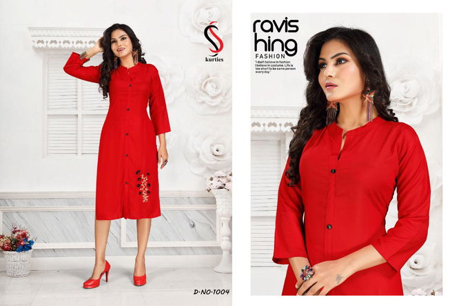 Ss Purvi 5 Latest Designer Heavy Rayon Casual Wear Embroidered Kurti Collection 