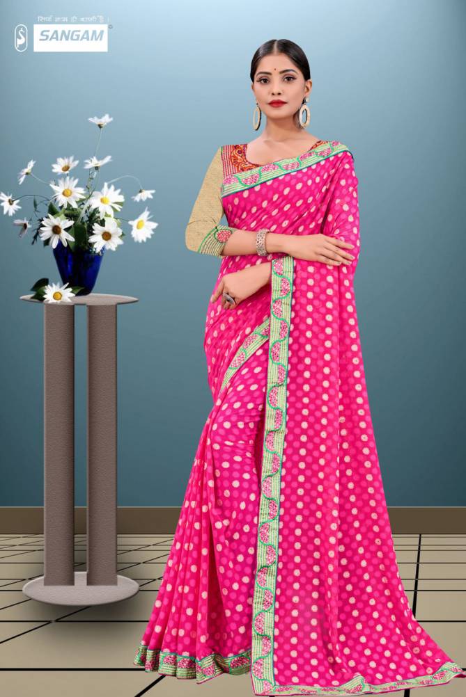 Sangam Pihu Latest Fancy Designer Casual Wear Georgette Sarees Collection
