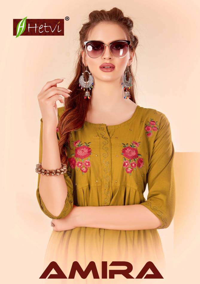 Hirwa Amira Rayon Ethnic Wear Fancy Designer Latest Kurti Collection
