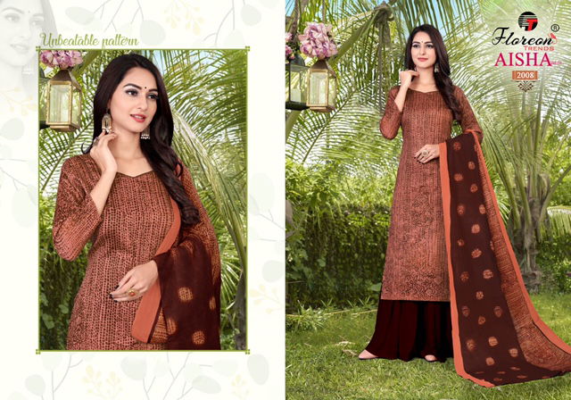 Floreon Aisha Vol-2 Designer Fancy Casual Wear Cotton Satin Printed Dress Material collection