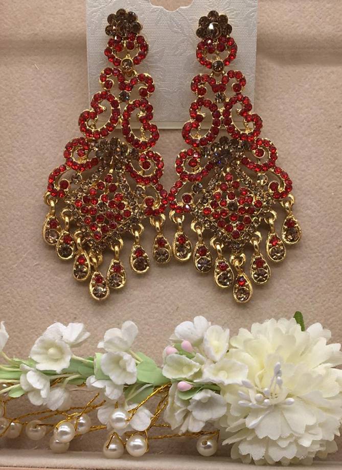 Latest Designer Stylish Part Wear And Bridal Wedding Gold Plated With Diamond Earring Collection