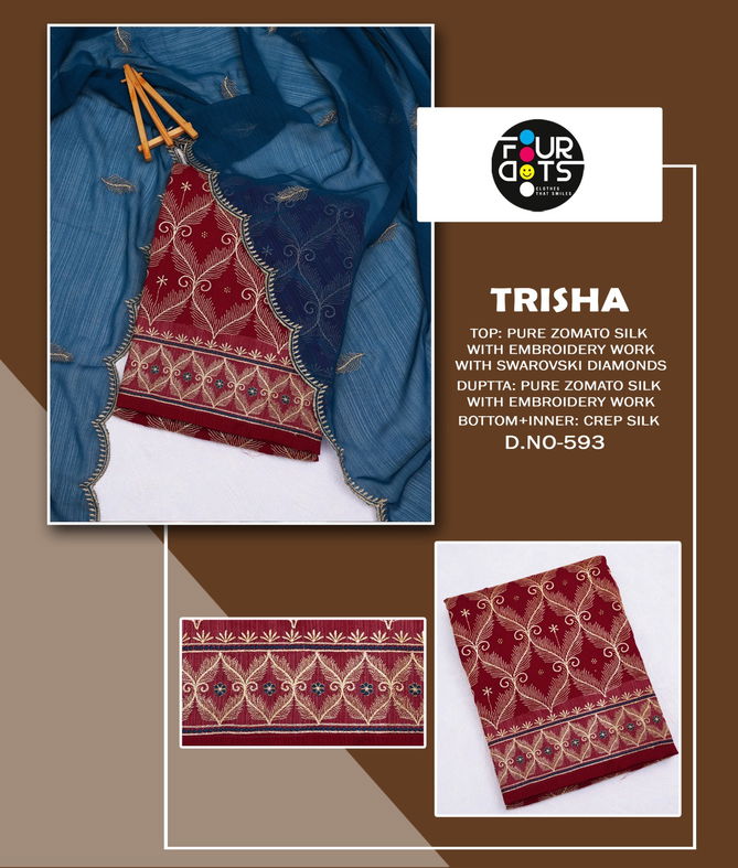 Trisha By Four Dots Dn 591 To 594 Series Non Catalog Dress Material  Manufacturers