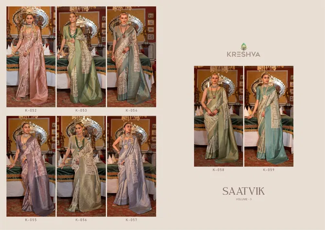 Saatvik Vol 3 By Kreshva Tusser Silk Digital Printed Sarees Wholesale In India