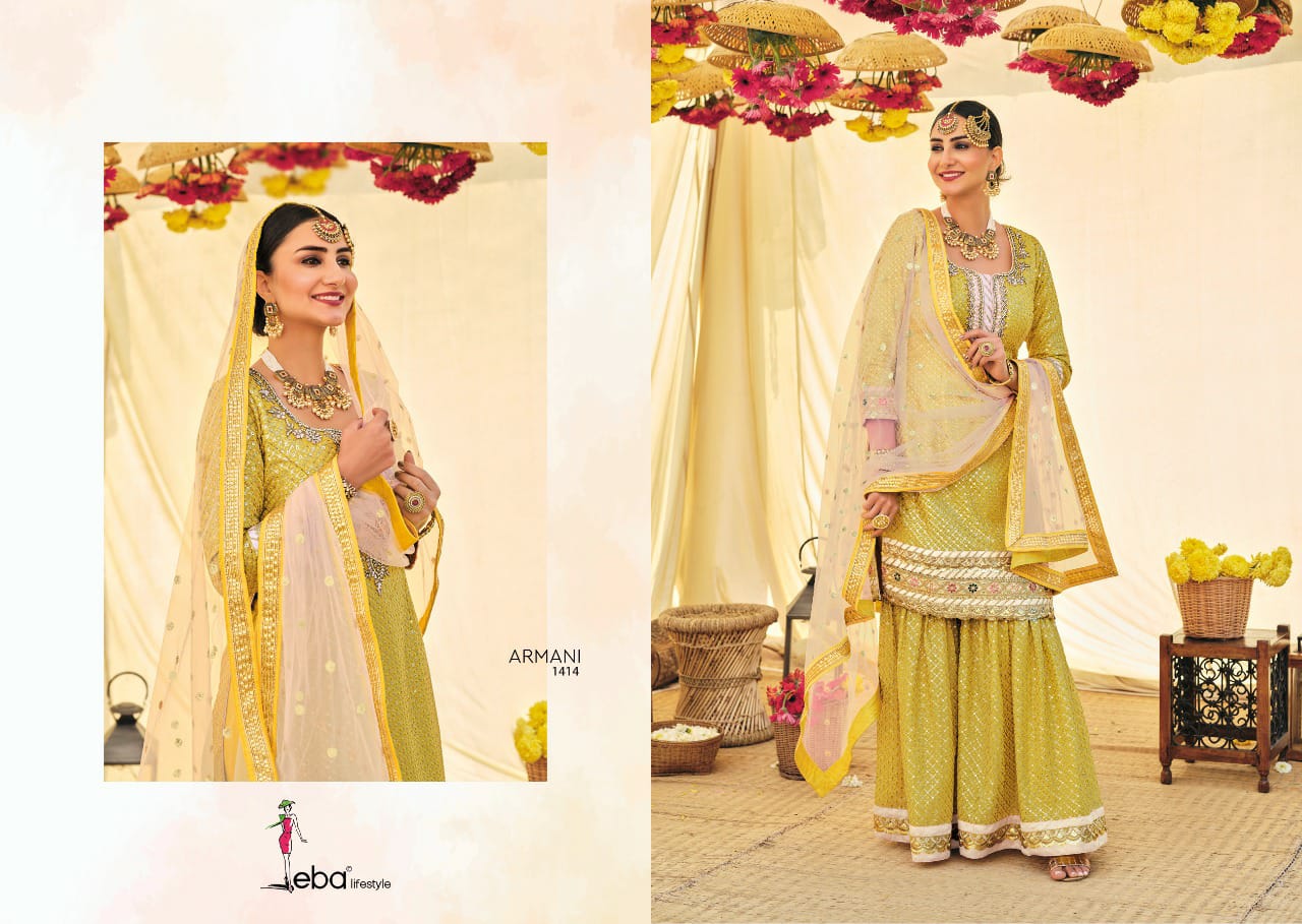 Eba Armani 2 Georgette Embroidery Heavy Wedding Wear Designer Salwar Kameez Collection