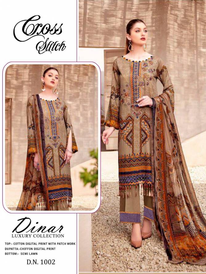 Cross Stich Dinar Luxury Casual Wear Digital Printed Cotton Dress Material Collection